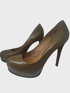 Pour La Victoire "Irina" Olive-Green Genuine Patent Leather Platform Stiletto